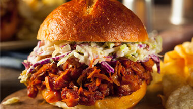 Pulled pork sandwich with cole slaw