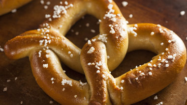 Giant soft pretzel from Trackside.