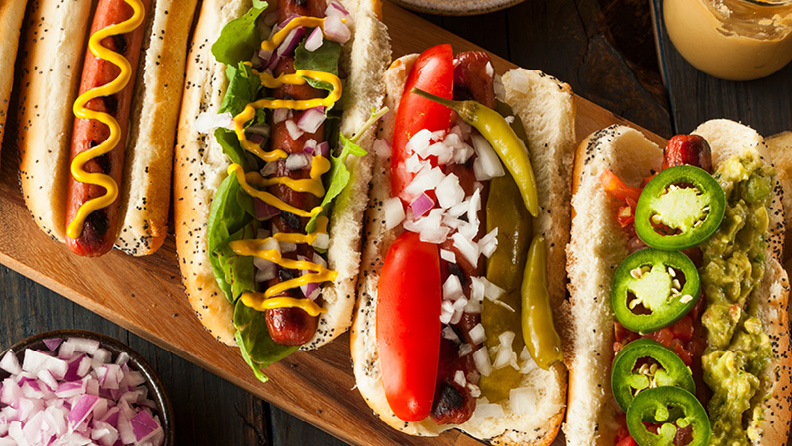 Four gourmet hot dogs