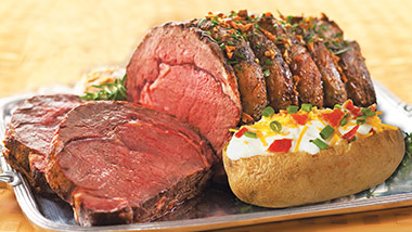 Prime rib and baked potato