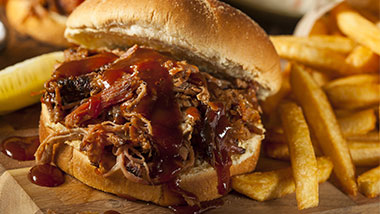 bbq sandwich with french fries