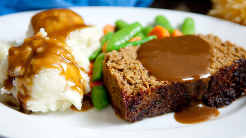 Meatload and mashed potatoes with gravy